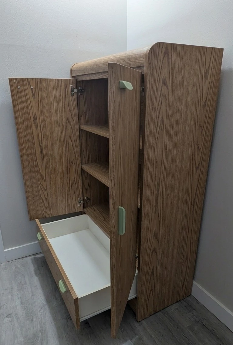 Wood Grain Cabinet with Doors and Drawer - photo 4