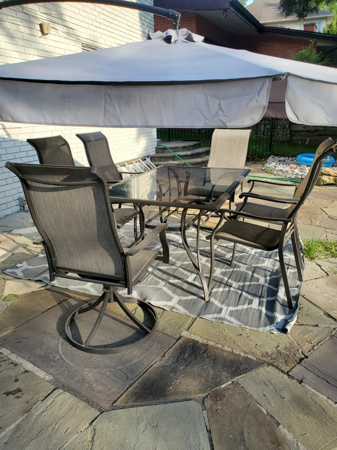 Glass Top Patio Dining Set with 6 Chairs - photo 3