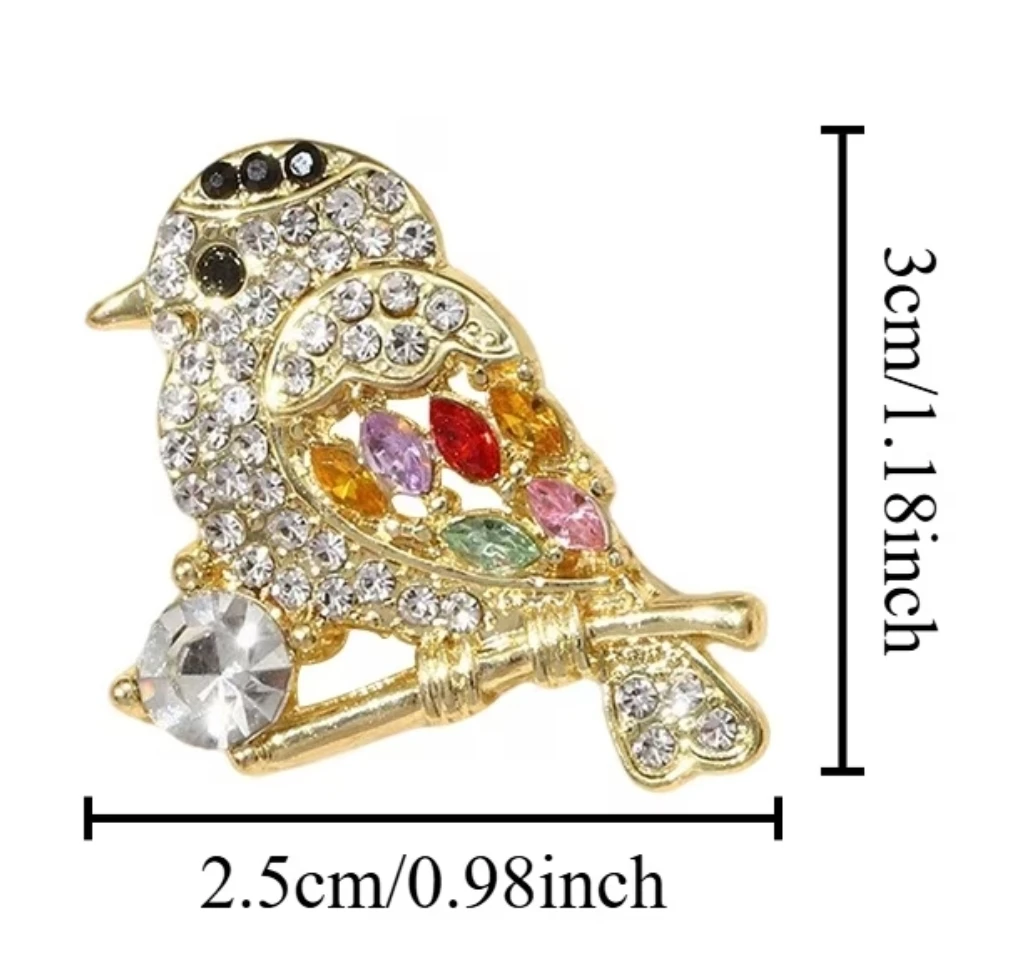 Sparkly multicolored crystals Bird Brooch Pin - photo 3