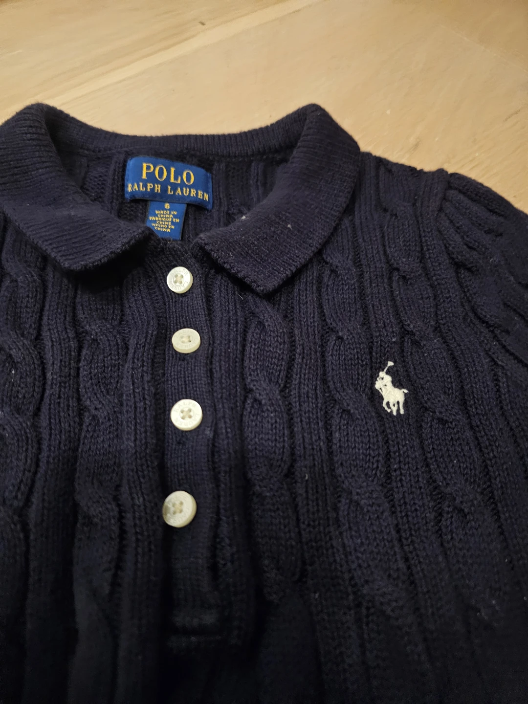 Navy Cable Knit Polo Ralph Lauren Dress Size 6 - photo 2