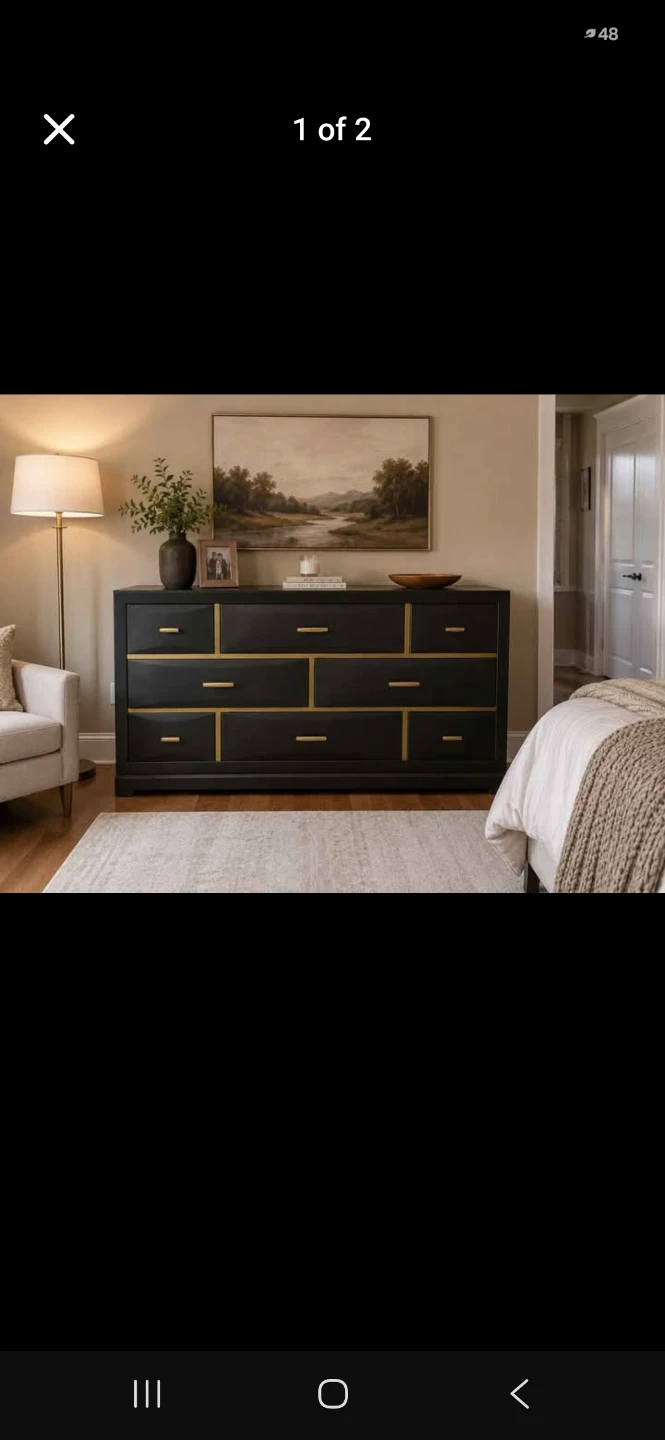 Black Dresser with Gold Accents