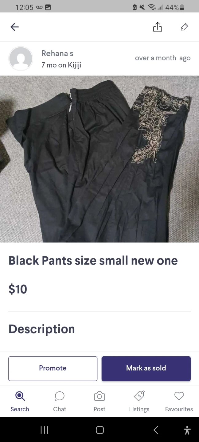 Black Pants - Size Small