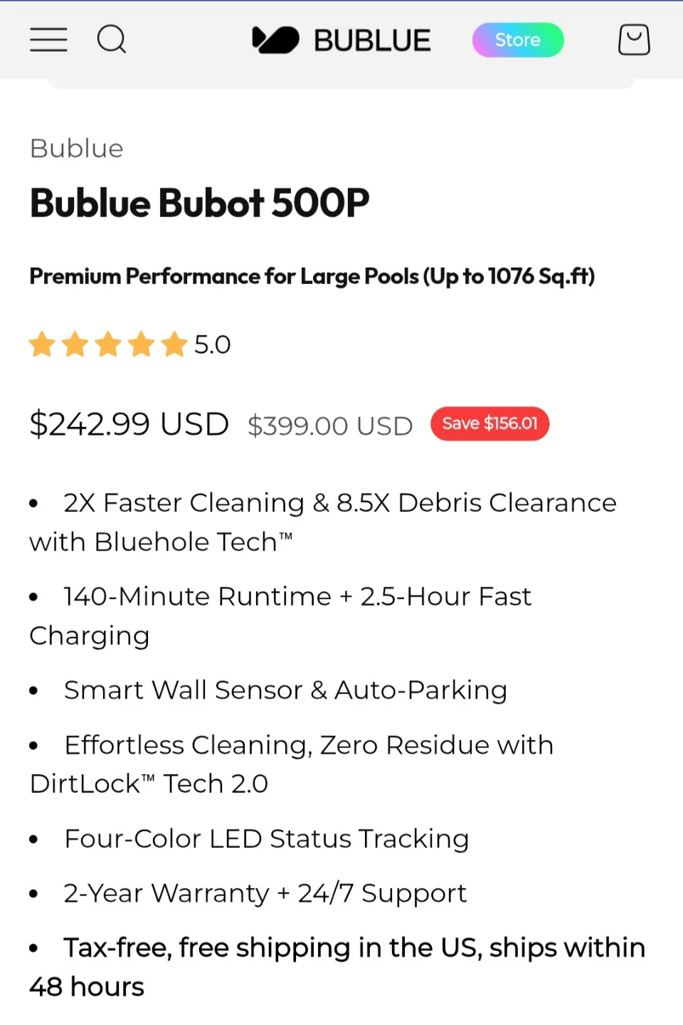Bublue Pool Robot Vacuum - photo 2