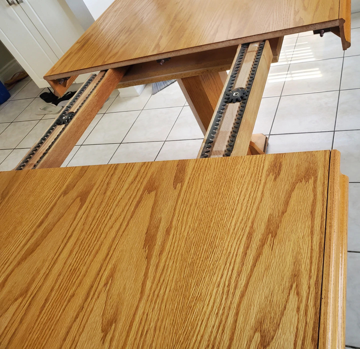Oak Dining Table with Extender + matching chairs - photo 3