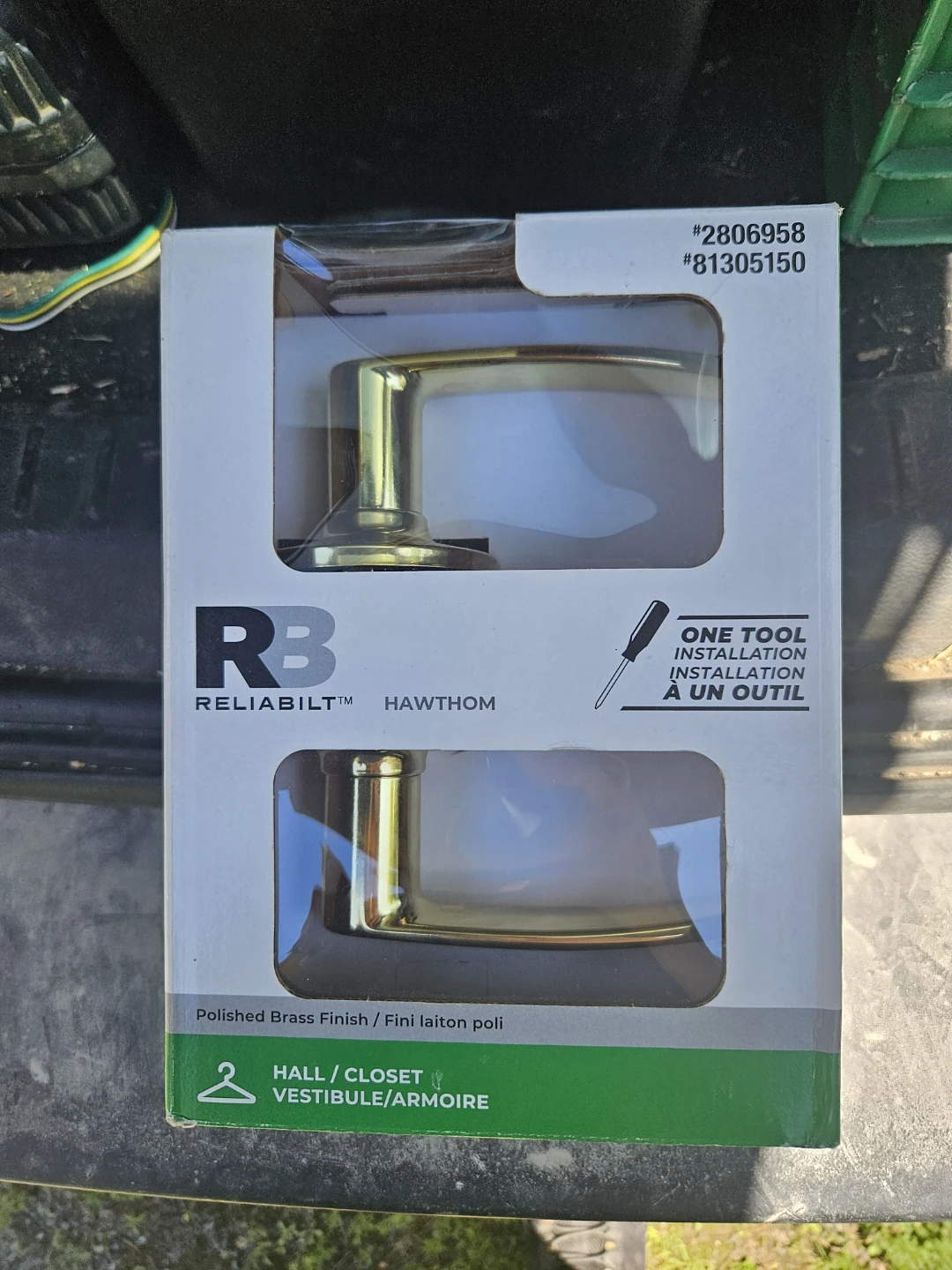 Reliabilt Hawthom Polished Brass Hall/Closet Door Lever Handle