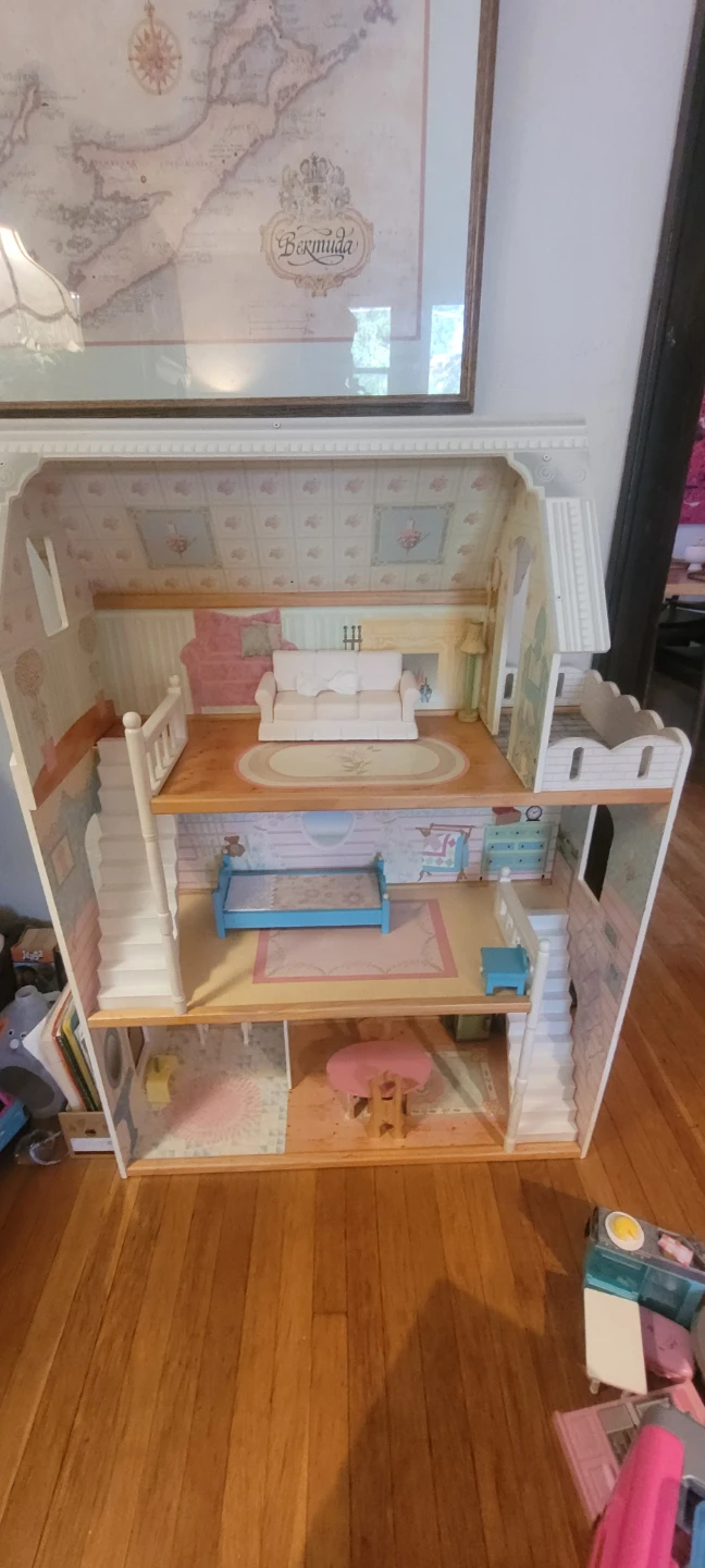 Wooden Dollhouse with Furniture
