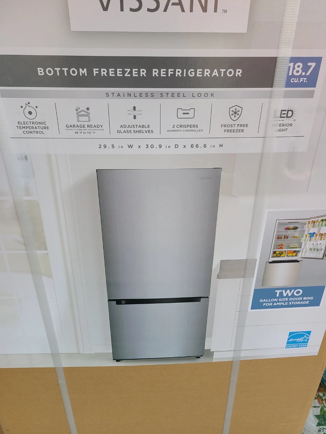 New Vissani 30in Stainless steel bottom freezer refrigerator