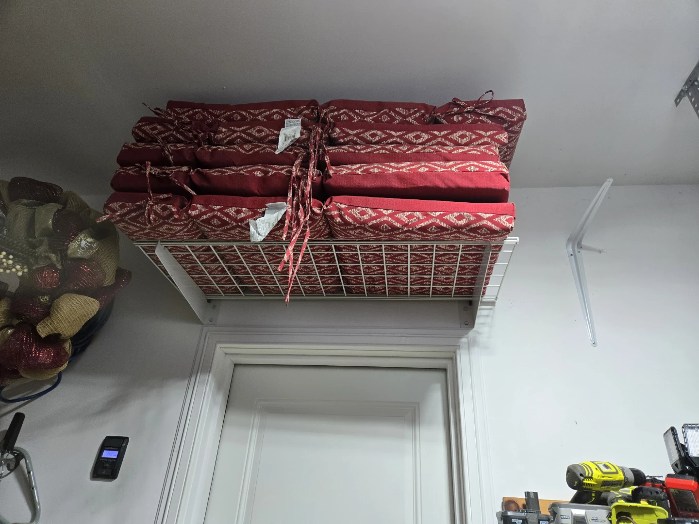 $175 for Set of 6 Red and White Outdoor Cushions