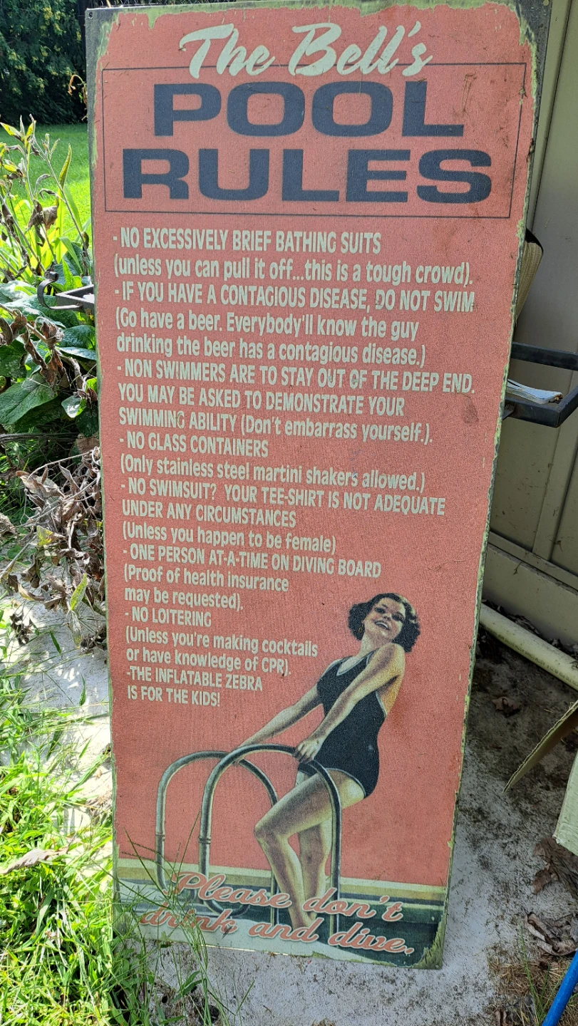 The Bell's Pool Rules Sign