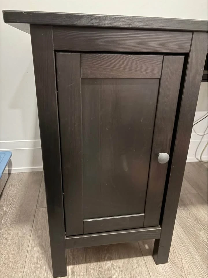 Dark Brown Desk with Cabinet and Drawers - photo 2