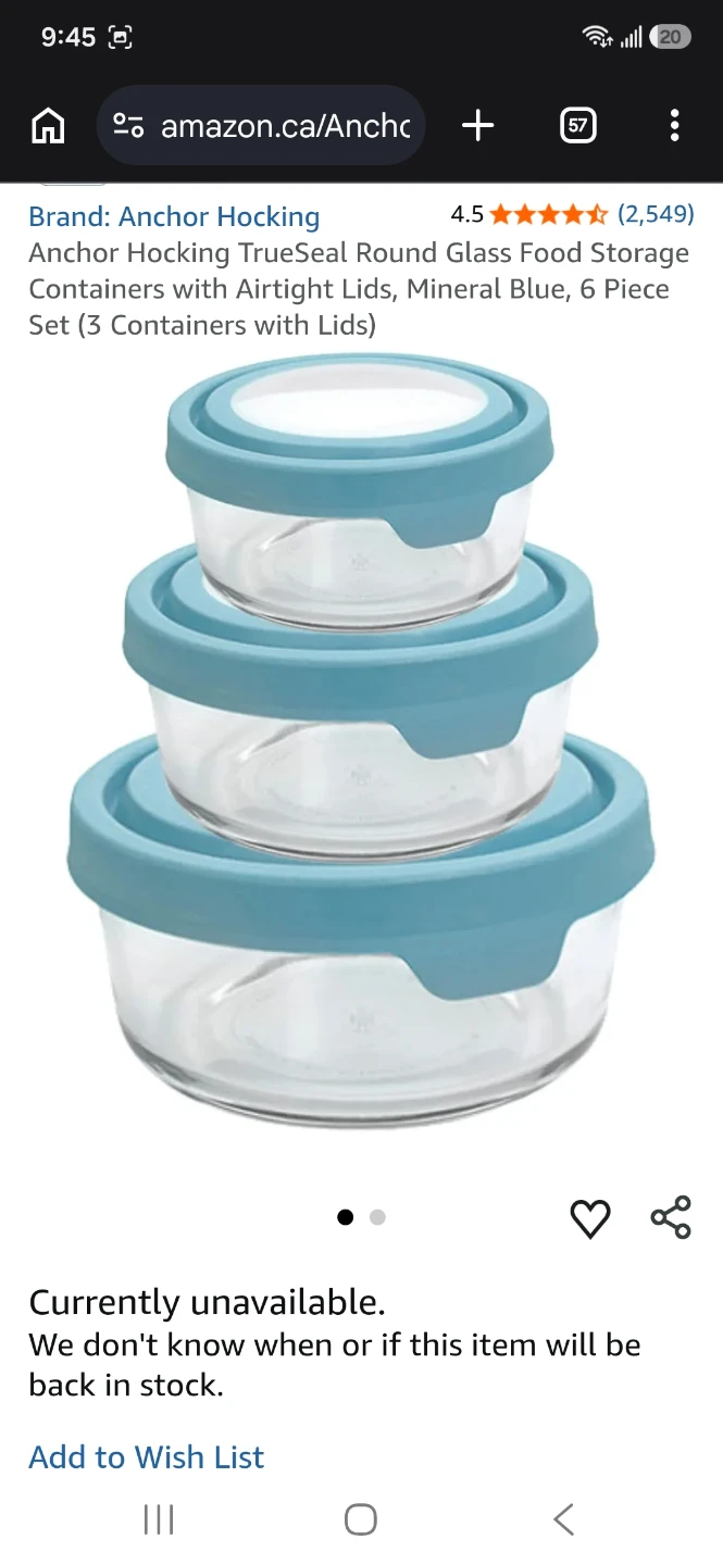 Anchor Hocking TrueSeal Round Glass Food Storage Container Set