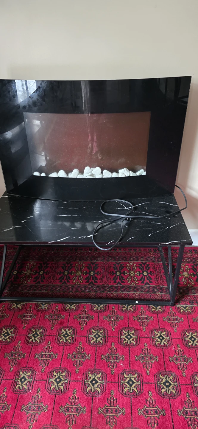 Black Electric Fireplace with Stones - photo 2