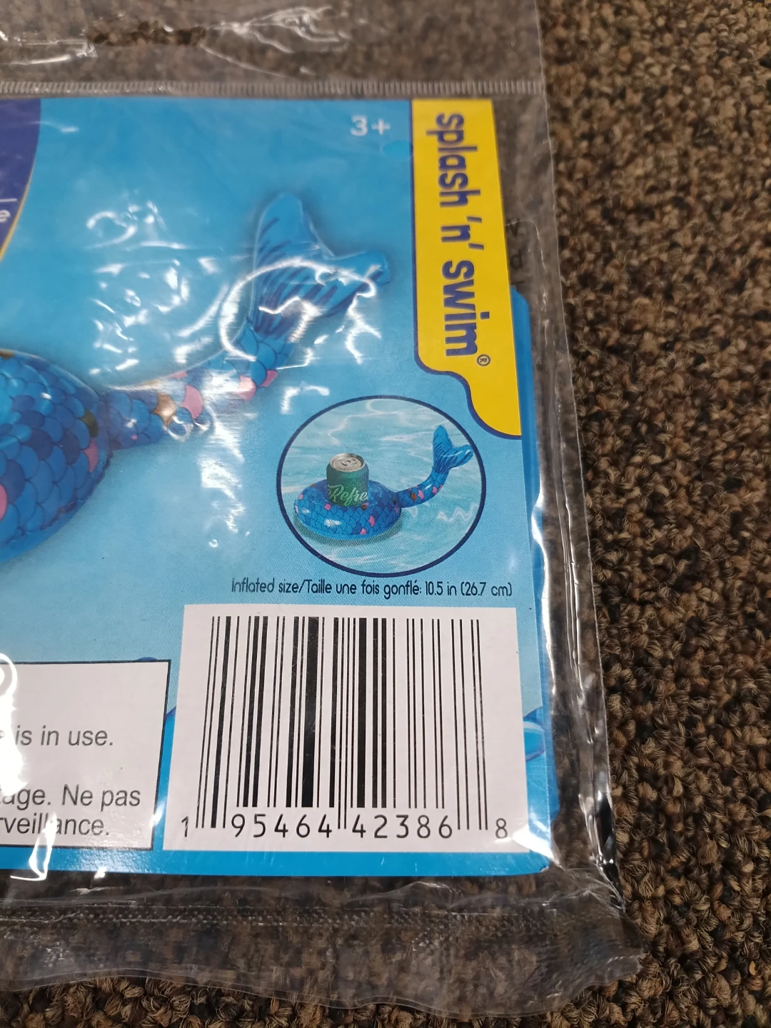 Outdoor Fun “Splash ’n’ Swim” Mermaid Tail Inflatable Cup Holder - photo 2