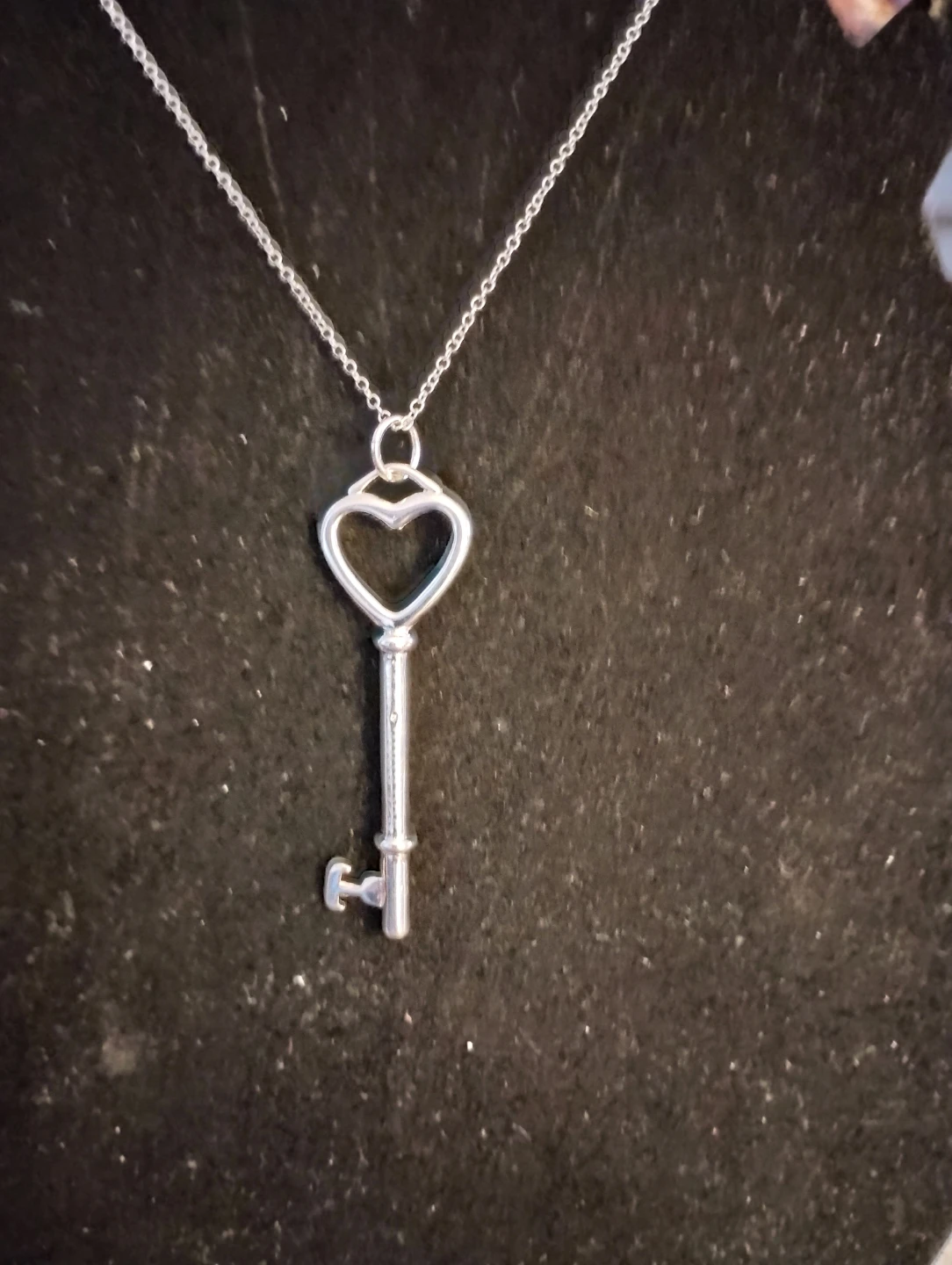 Sterling Silver Heart Key Necklace
