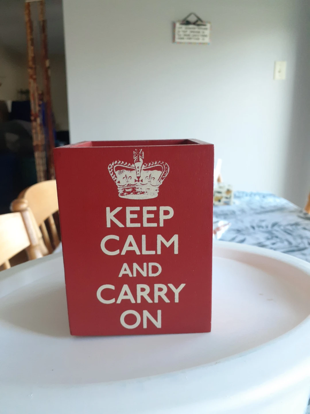 Keep Calm and Carry On Wooden Pencil Holder