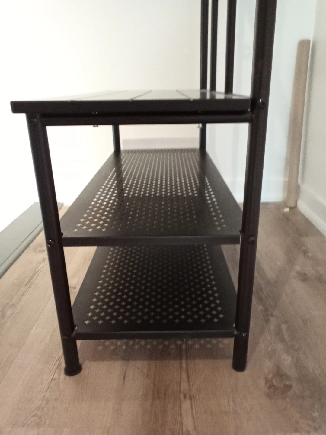 Ikea metal entryway bench with shoe organizer and jacket hooks - photo 3