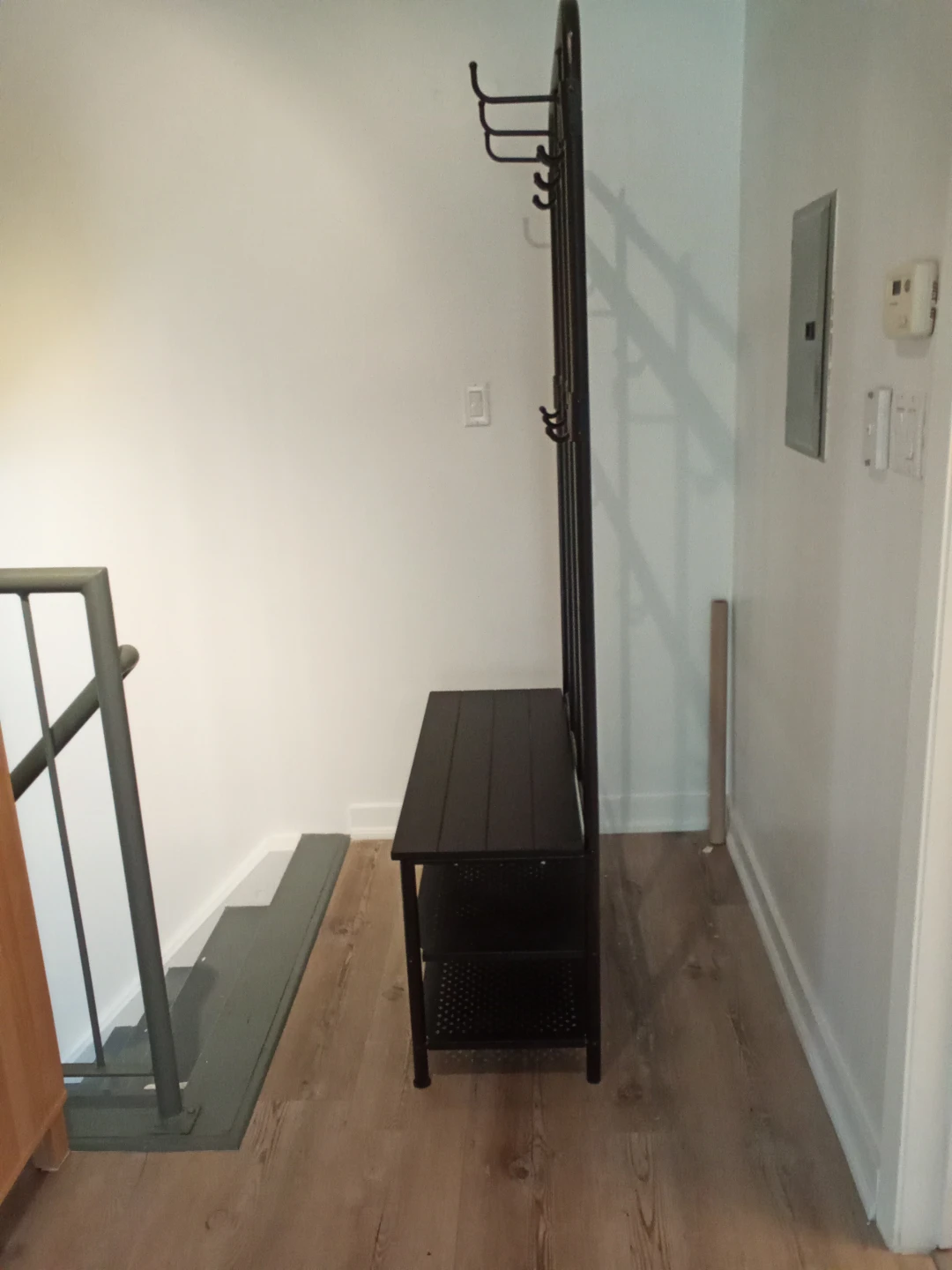 Ikea metal entryway bench with shoe organizer and jacket hooks - photo 4