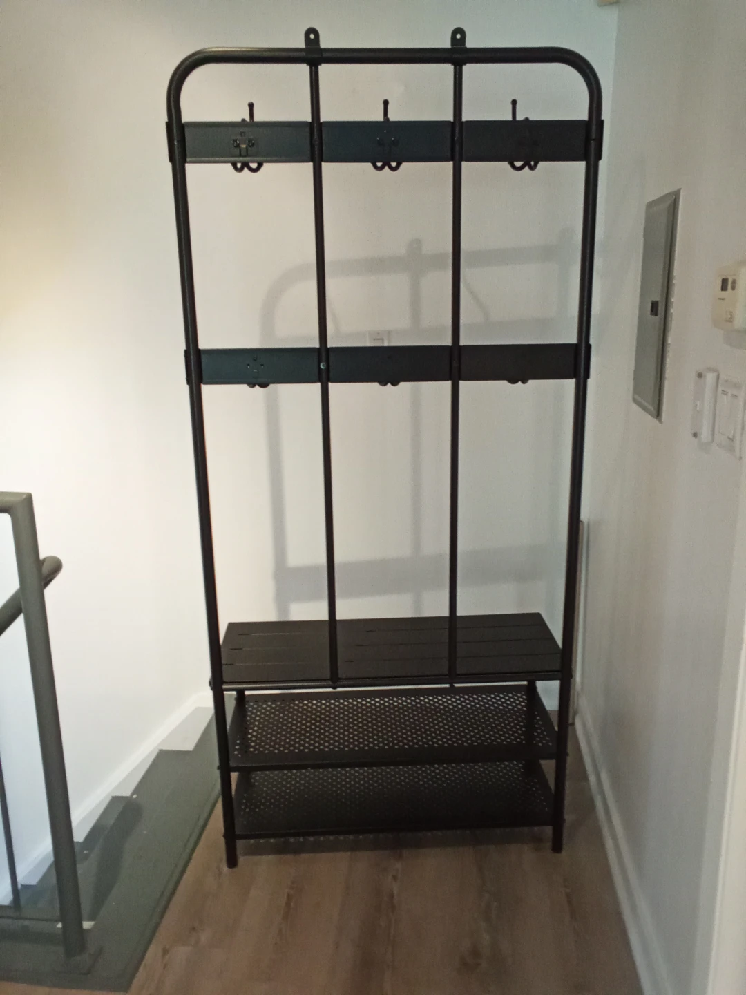 Ikea metal entryway bench with shoe organizer and jacket hooks - photo 5