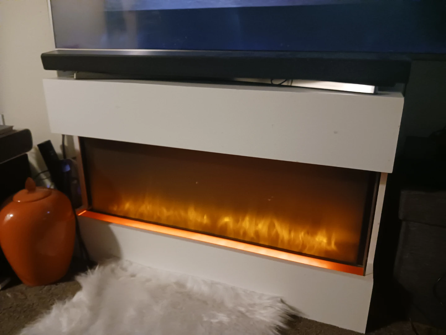 White Electric Fireplace with Flame Effect
