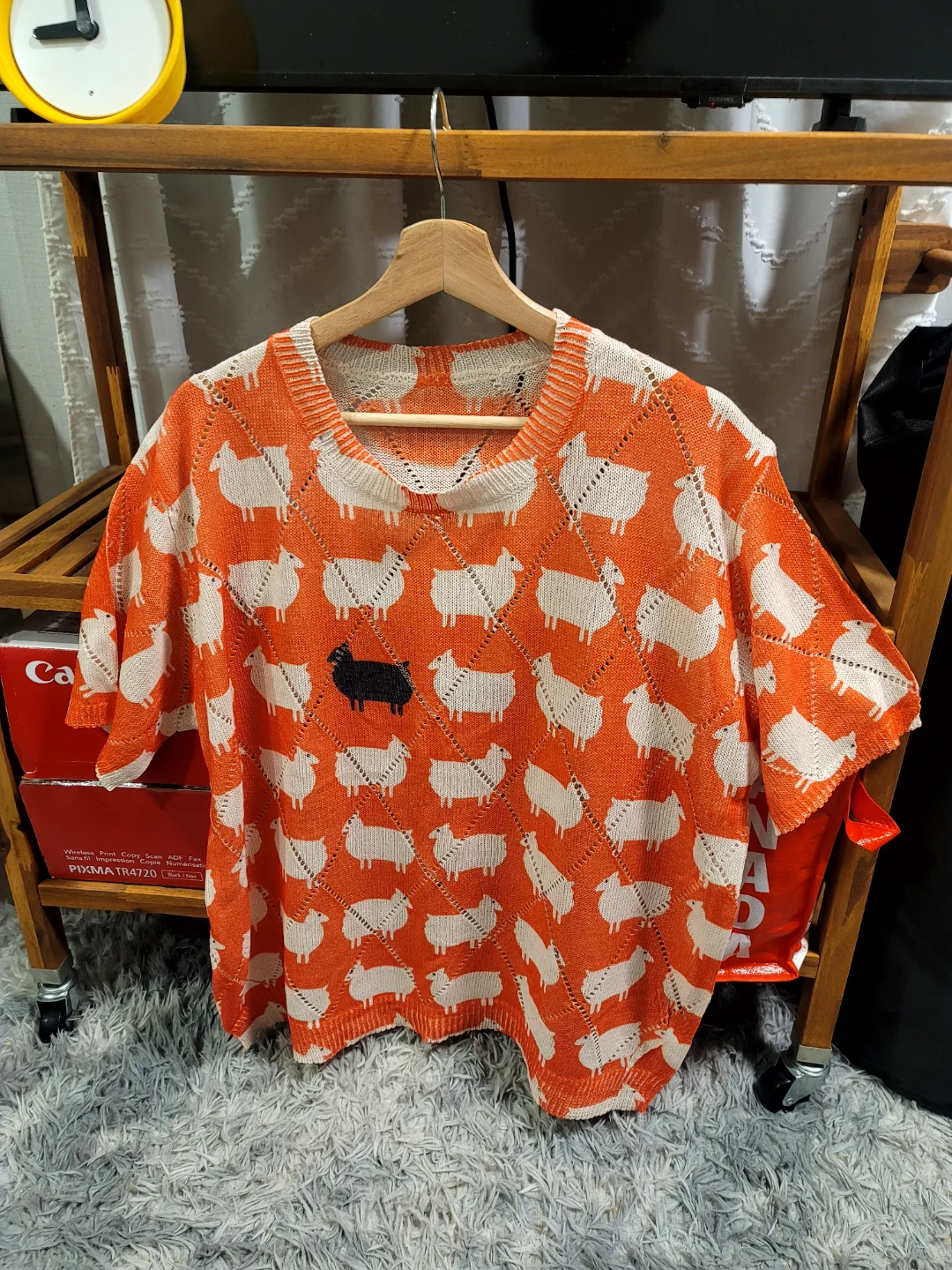 Women's Orange Sheep Knit Sweater-XXL