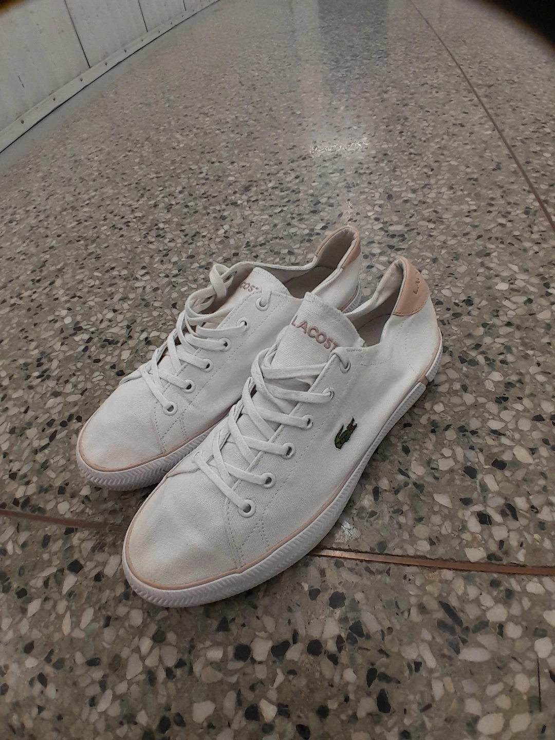 White Lacoste Canvas Sneakers Women's Size 8 - photo 3
