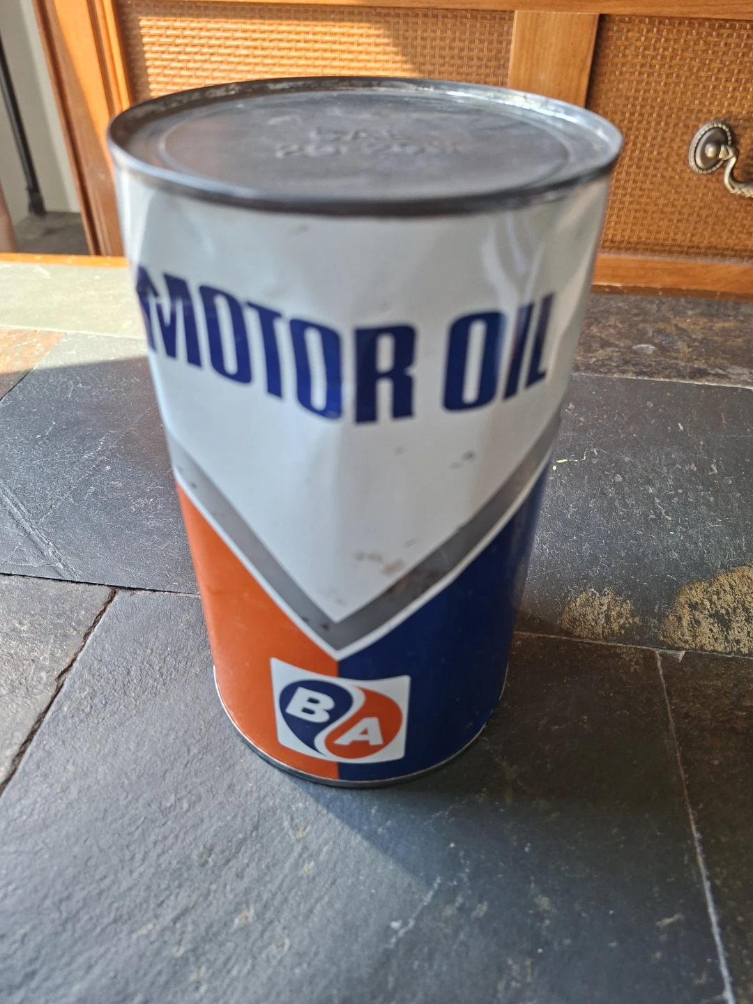 ​Vintage British American B/A Motor Oil Can 1 Qt FULL UNOPENED - photo 3