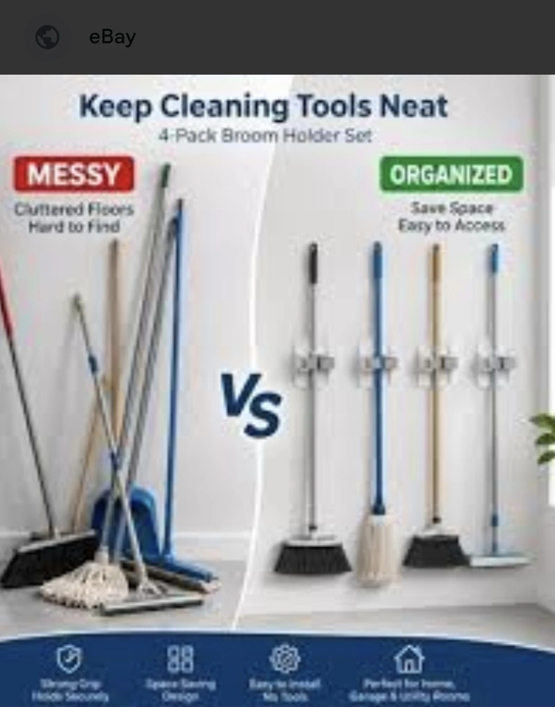Spectrum Mop & Broom Organizer - Screw Mount/Adhesive - photo 4
