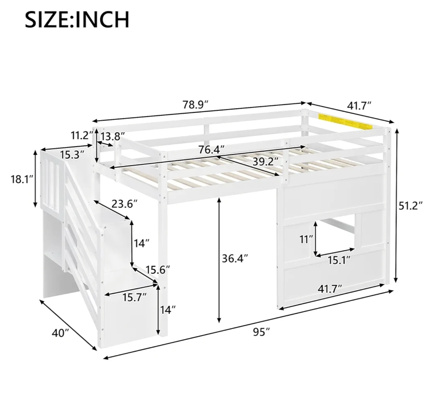 White Loft Bed with Stairs - photo 2