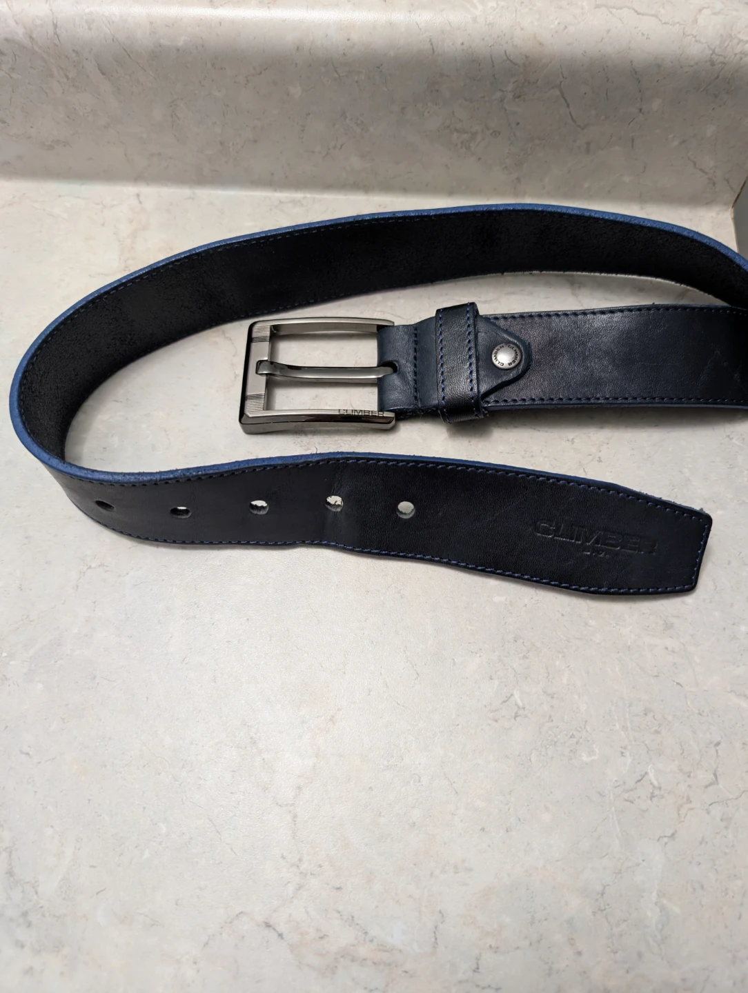 Blue Leather Belt - Medium Size - photo 4