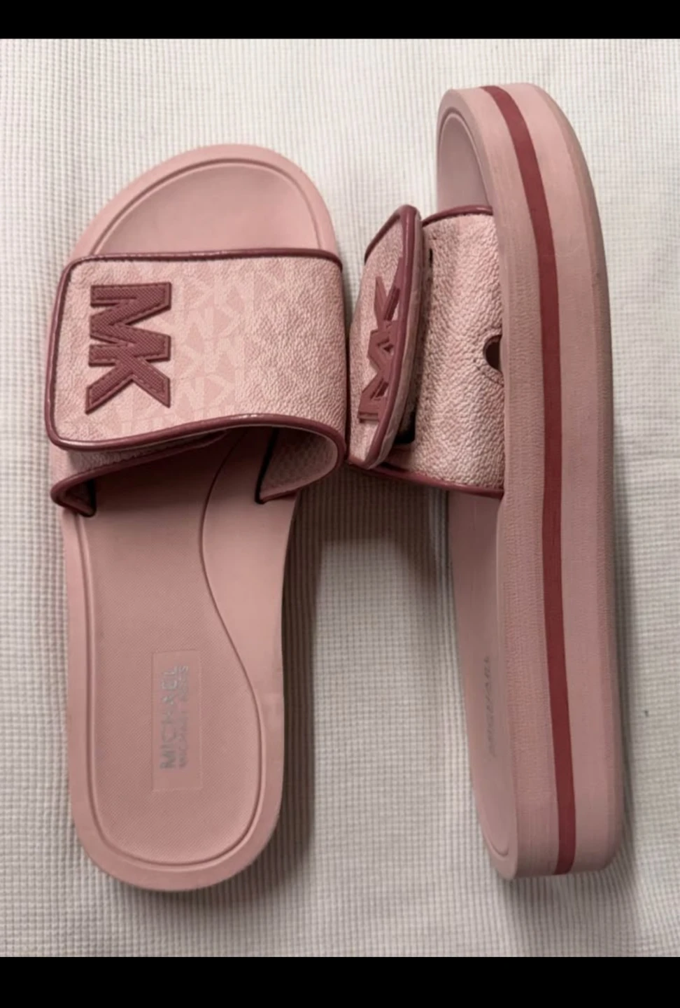 Michael Kors Pink MK Logo Platform Slides🍒W8 - photo 2