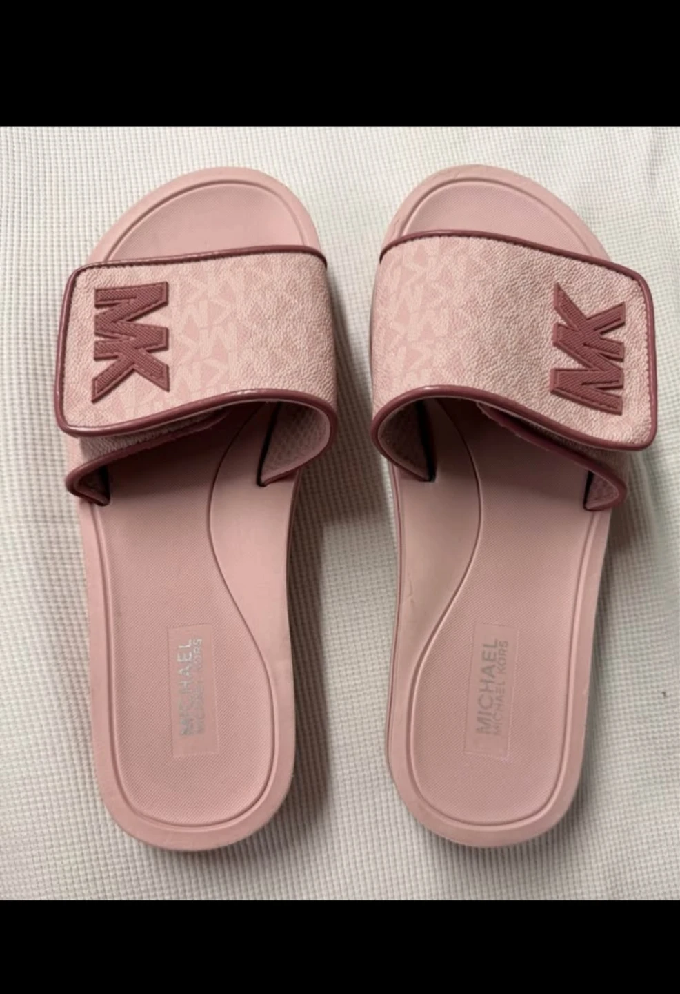 Michael Kors Pink MK Logo Platform Slides🍒W8 - photo 3