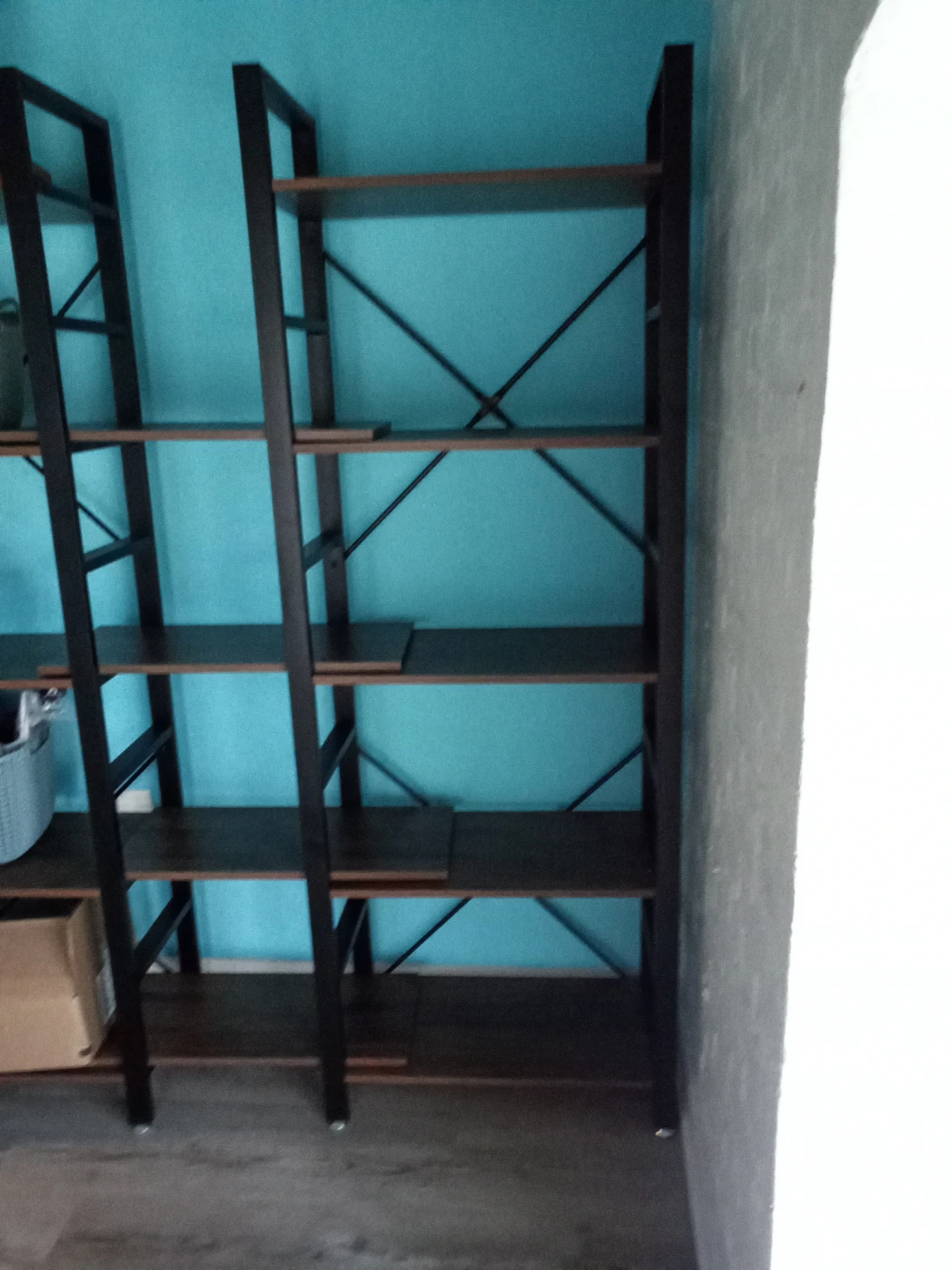 Tall metal bookshelfs with wooden shelves - photo 4