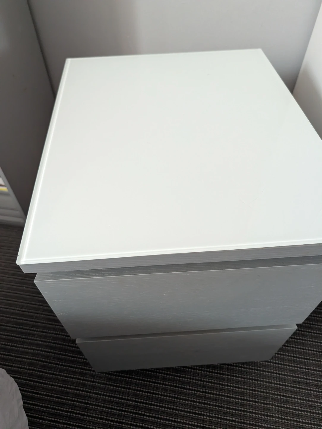 Grey 2-Drawer Nightstand with Glass Top - photo 4