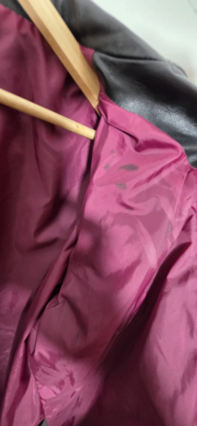 Black Leather Jacket with Purple Lining - photo 3