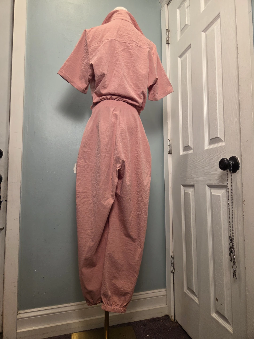 Pink Collared Short Sleeve Jumpsuit - photo 4