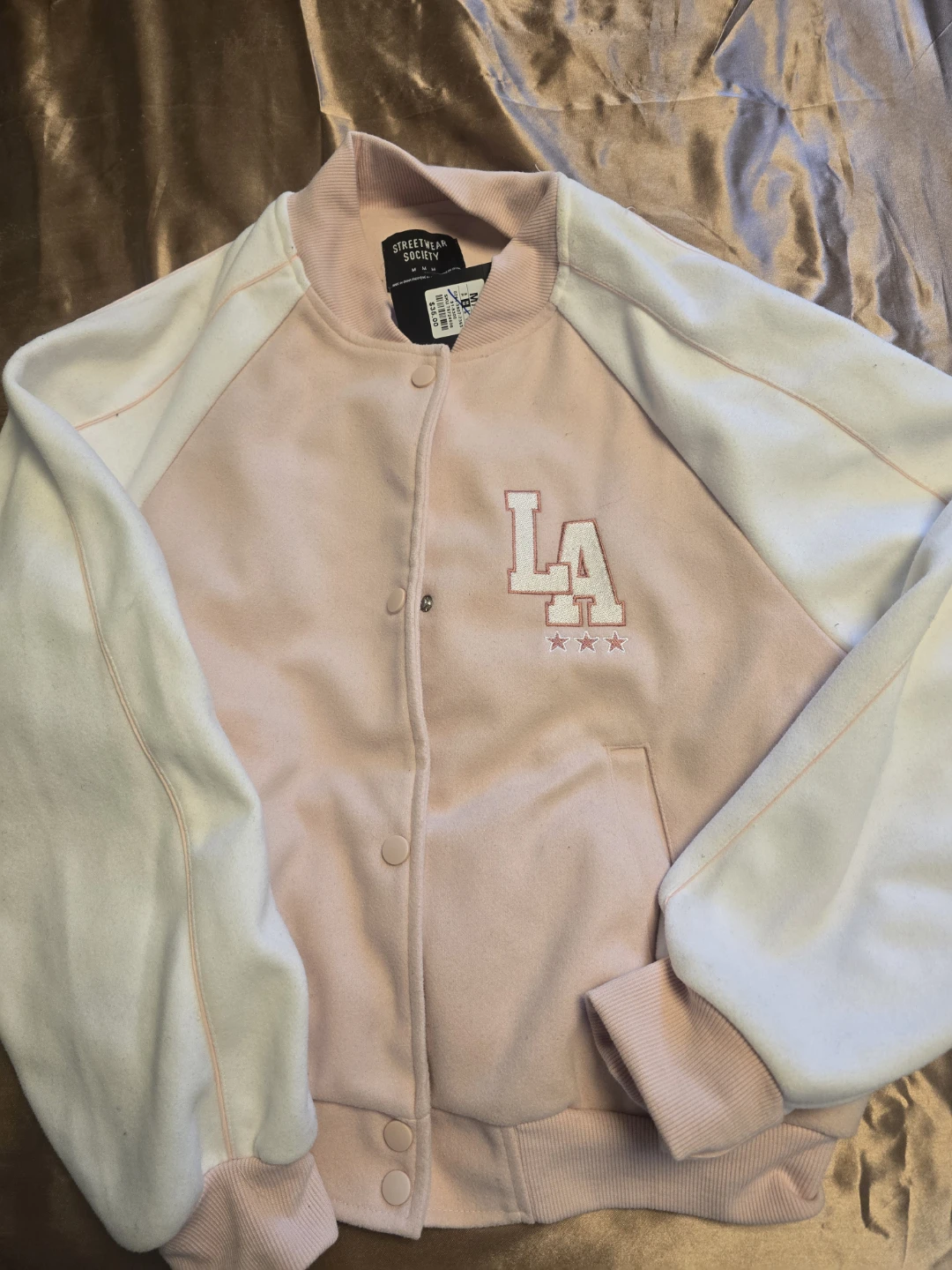Pink & White "Los Angeles" Varsity Bomber Jacket - photo 2