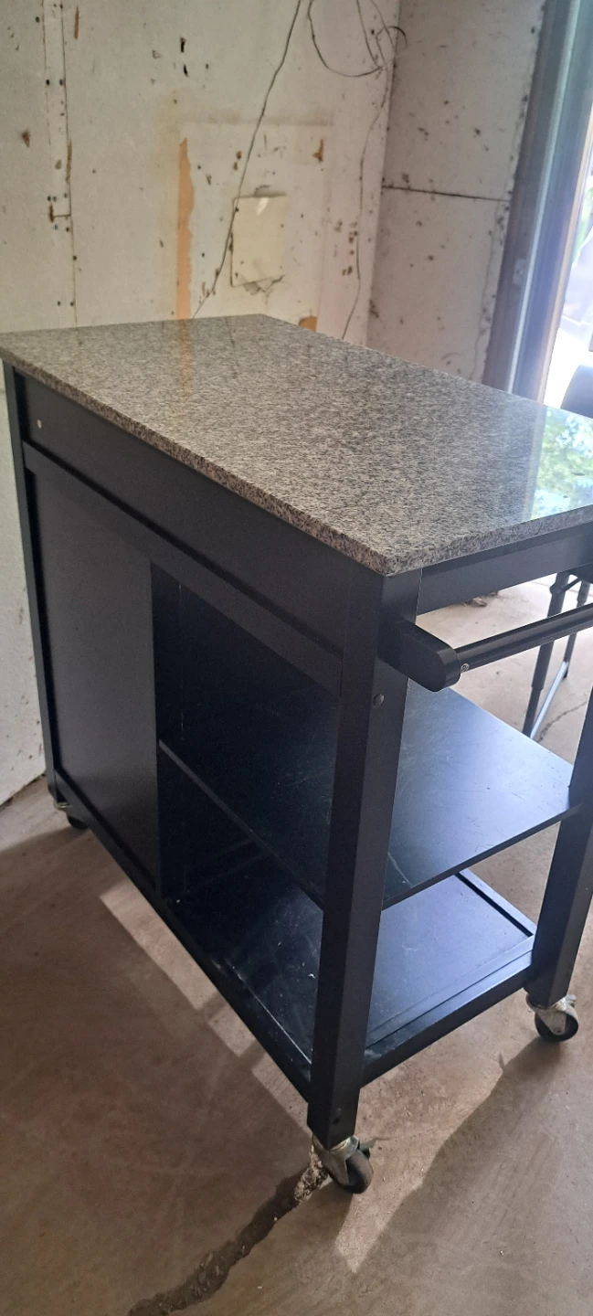 Black Kitchen Island Cart with Granite Top - photo 4