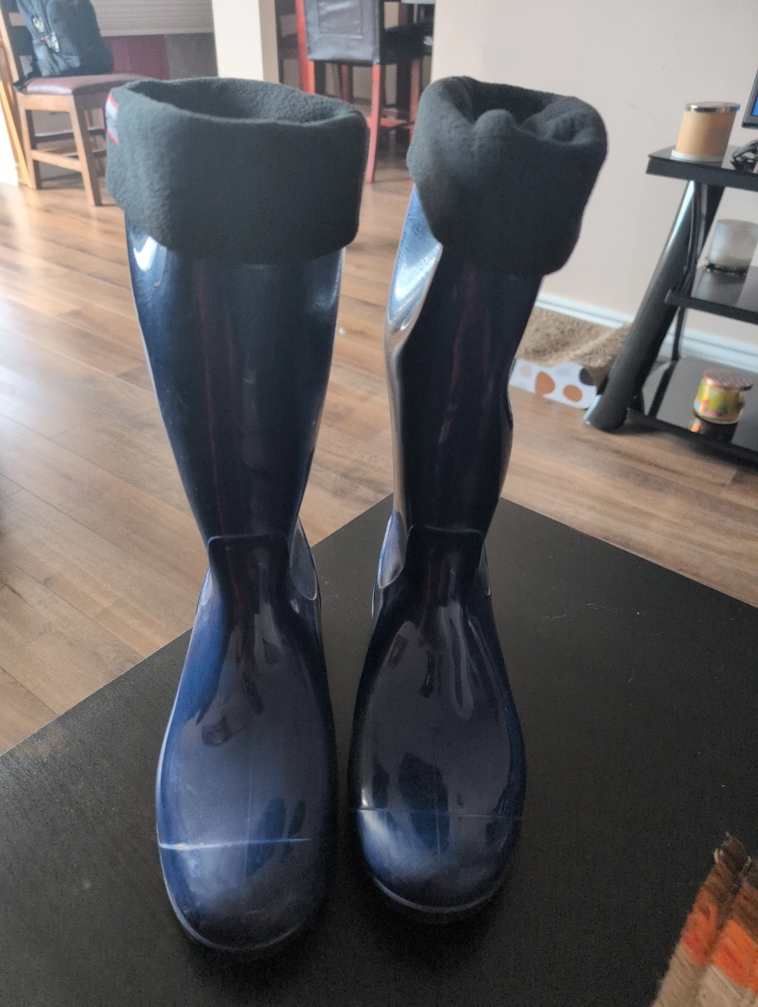 Hunter Blue Rubber Boots with Fleece Liners