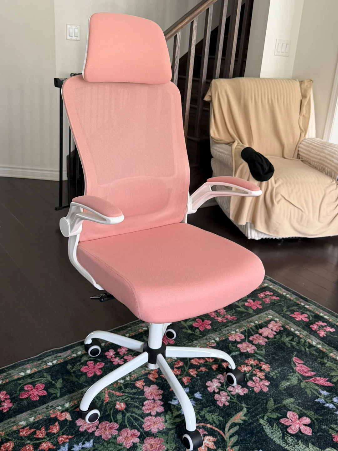 Pink Ergonomic Office Chair with Headrest - photo 3