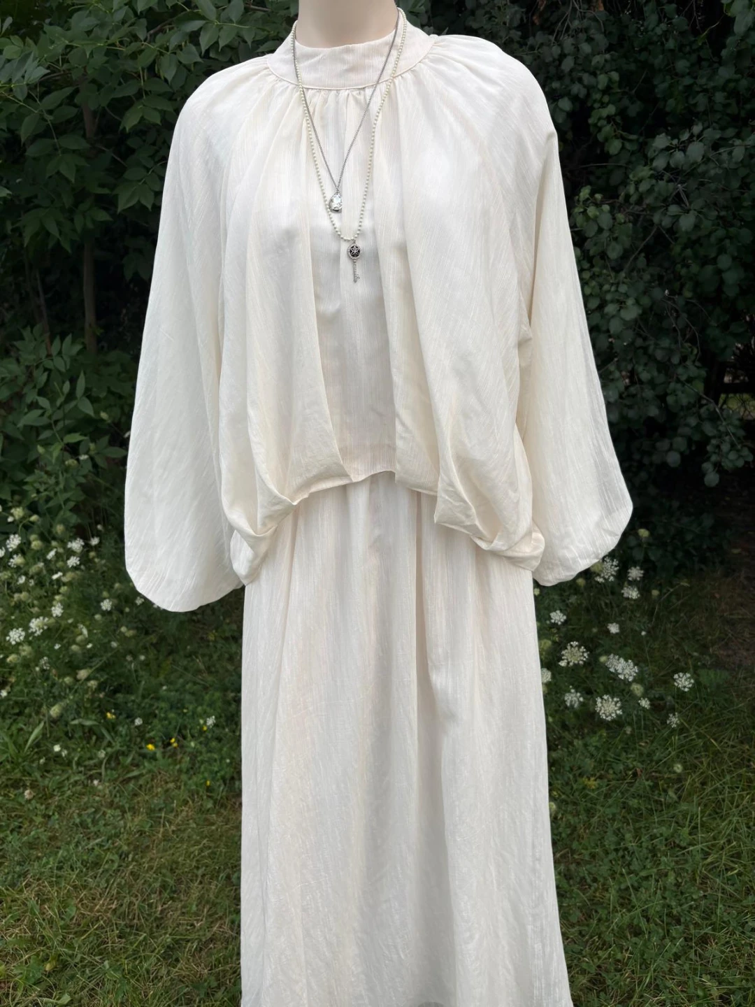 Cream oversized balloon sleeve maxi dress - photo 2