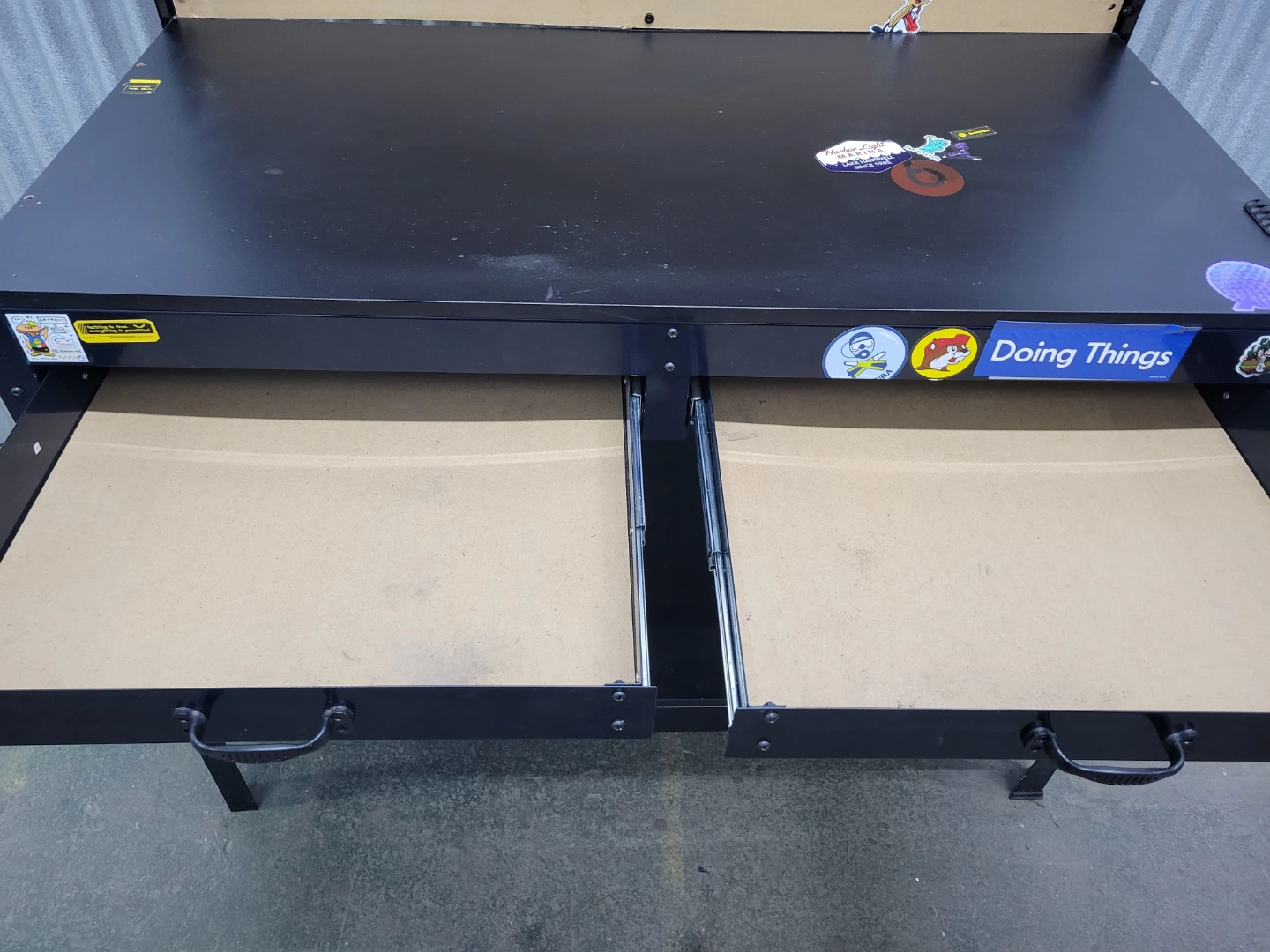 Black Metal Workbench with Pegboard Back and Drawers - photo 5