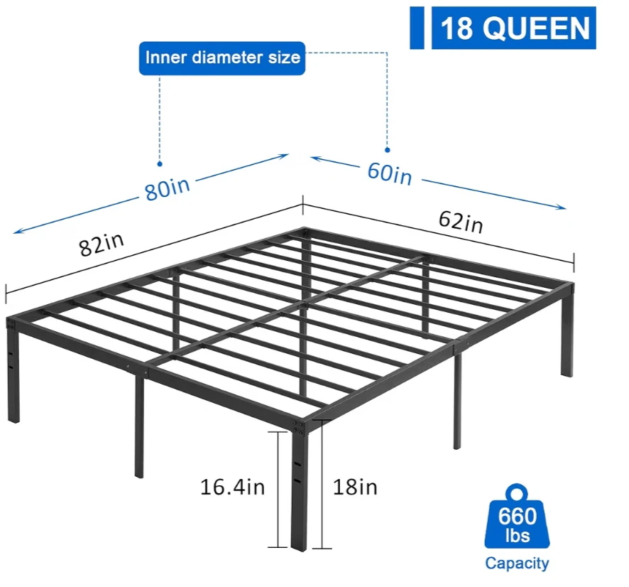 Queen Size Metal Bed with free 6 inches mattress - photo 2
