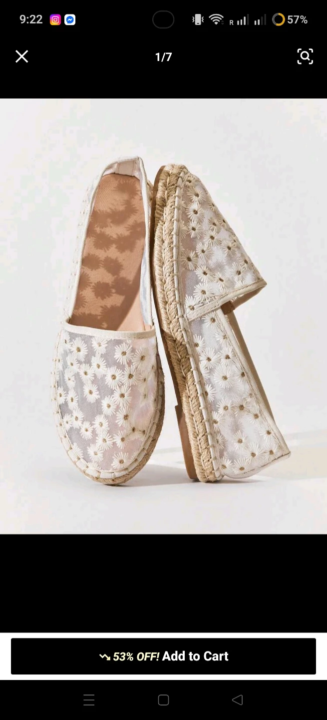White Daisy Espadrille Flats