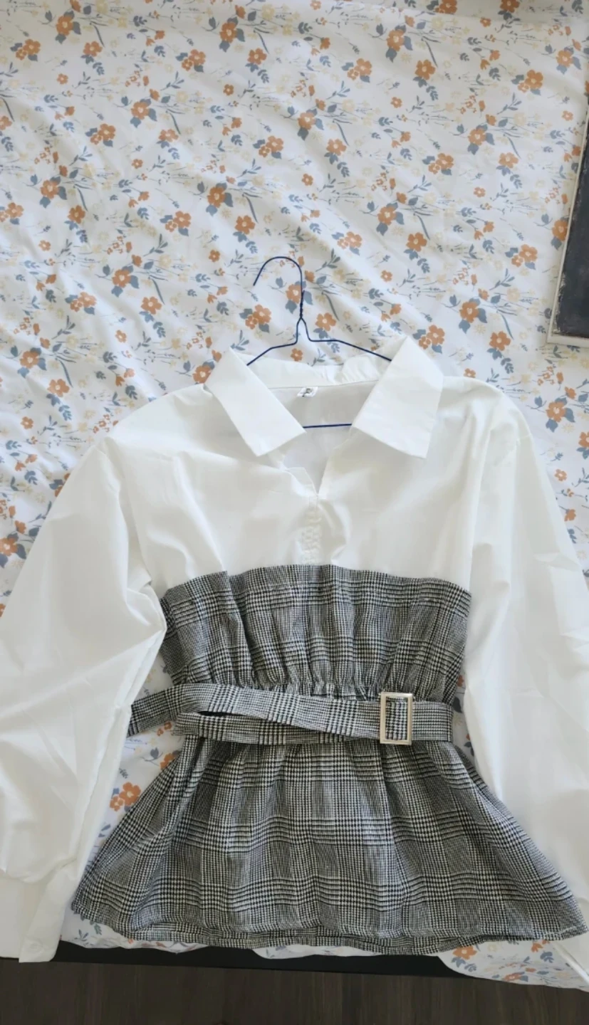 Women's Plaid Peplum Blouse