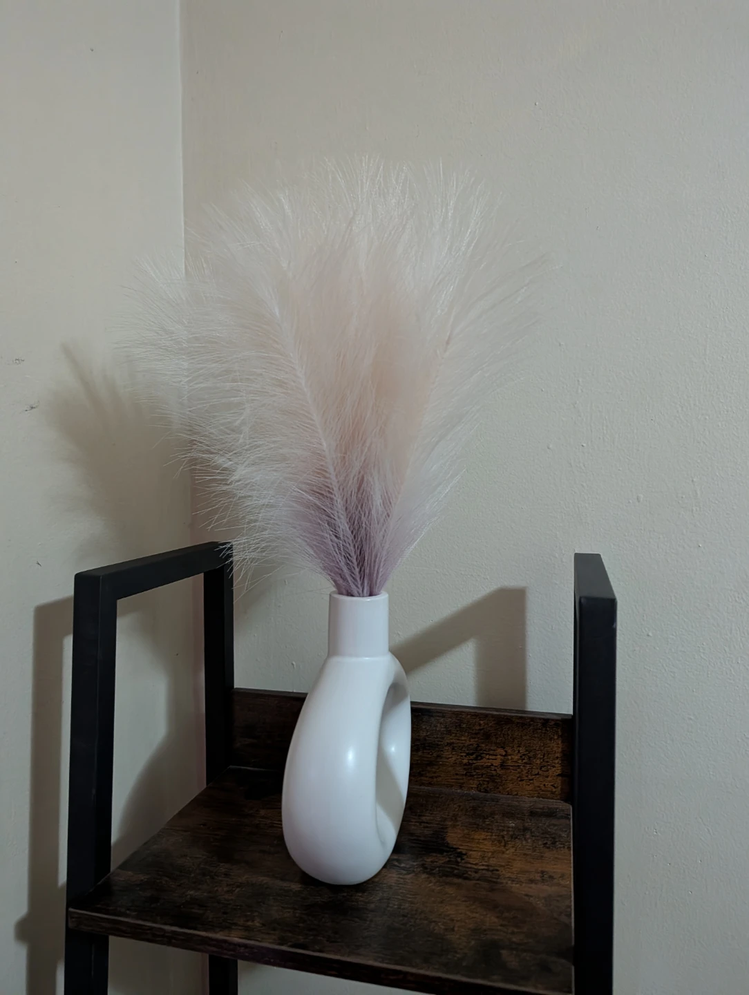 White Ceramic Vase with Faux Pampas Grass - photo 2
