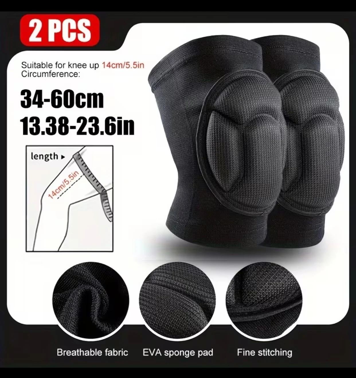 2 Piece Black Knee Pads