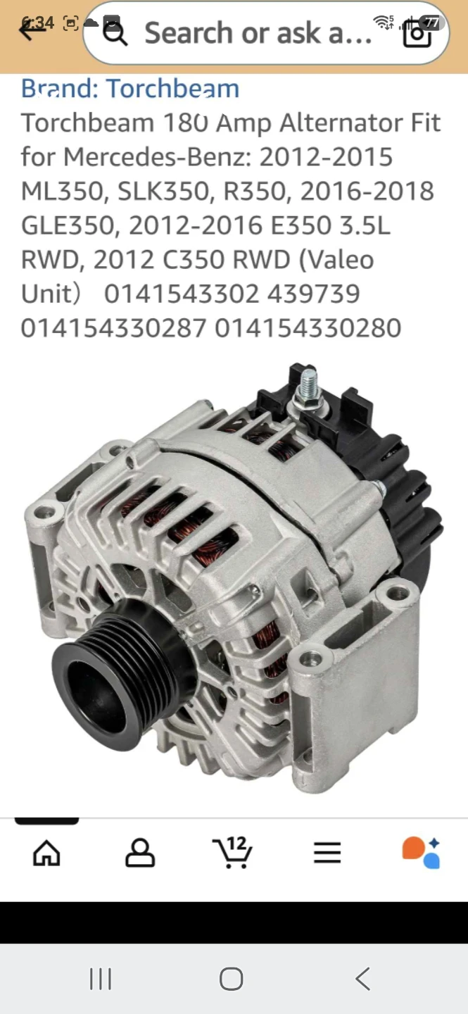 Torchbeam 180 Amp Alternator for Mercedes-Benz