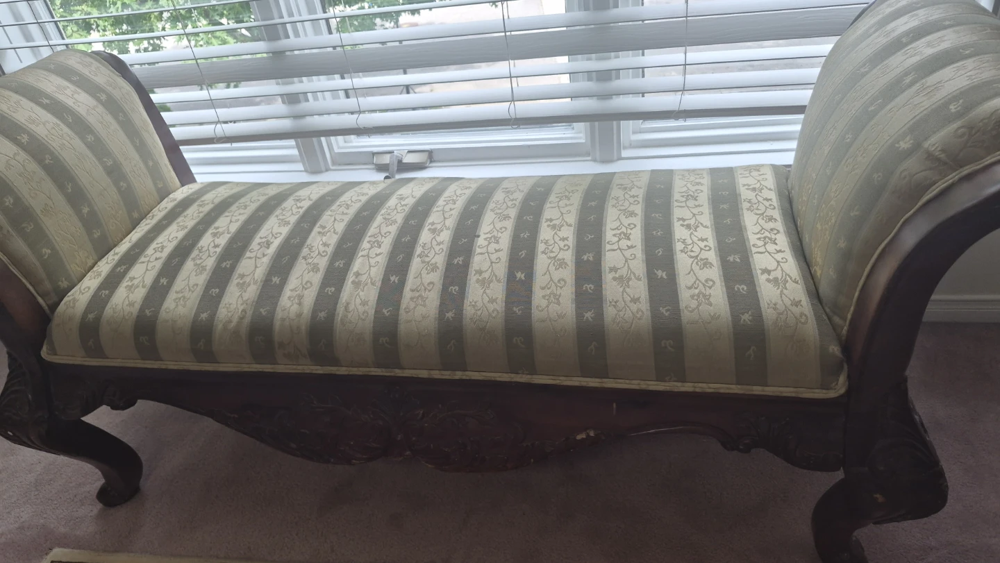Ornate Chaise Lounge - Striped Fabric