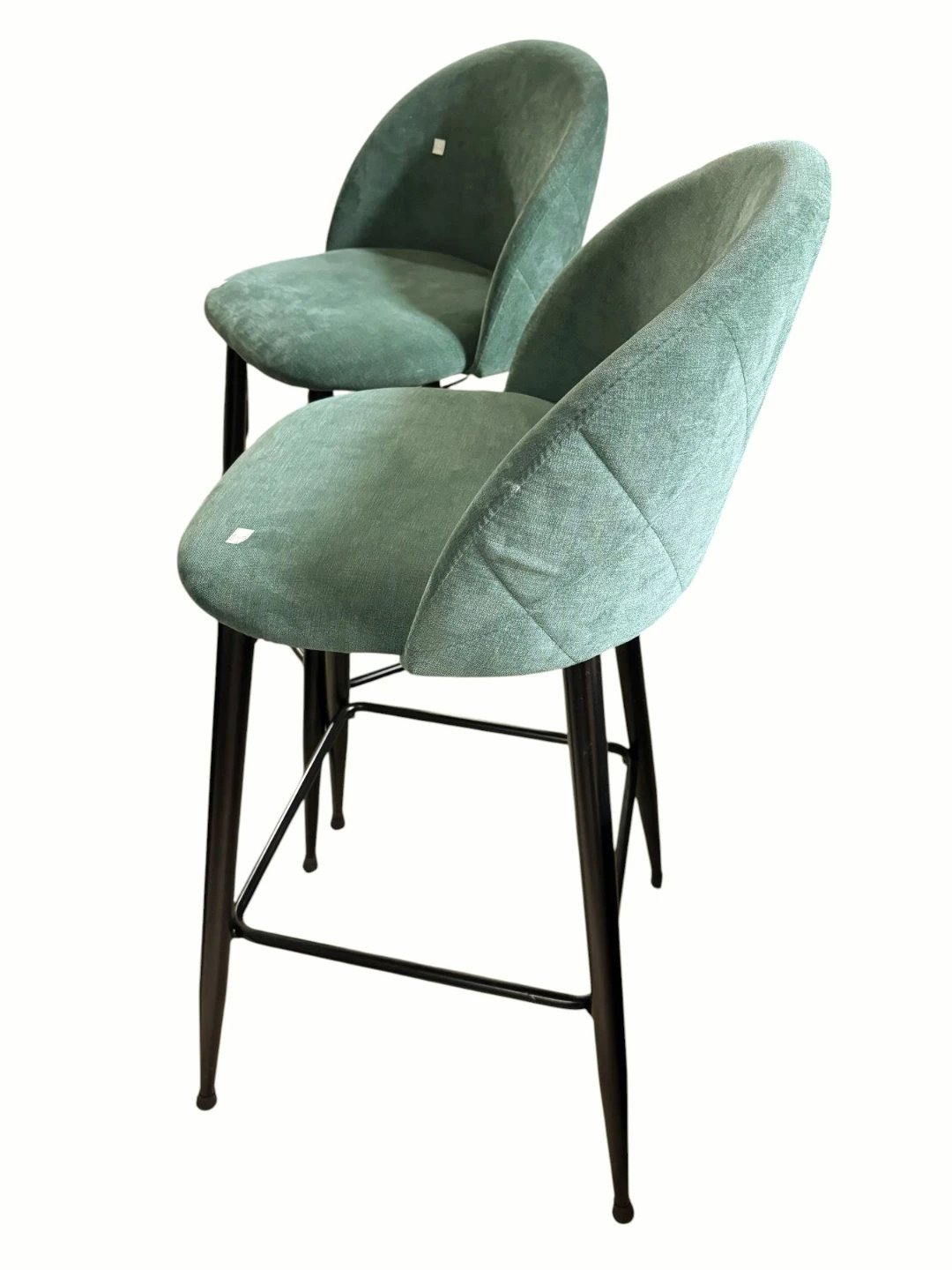 Pair Of Teal Green Bar Stools With Diamond Back Design. - photo 3