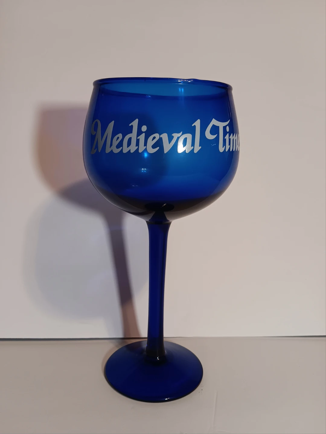 1 Vintage Medieval Times Blue Glass Goblet